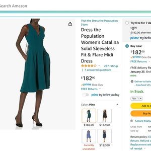 Dress the Population fit and flare midi pine green